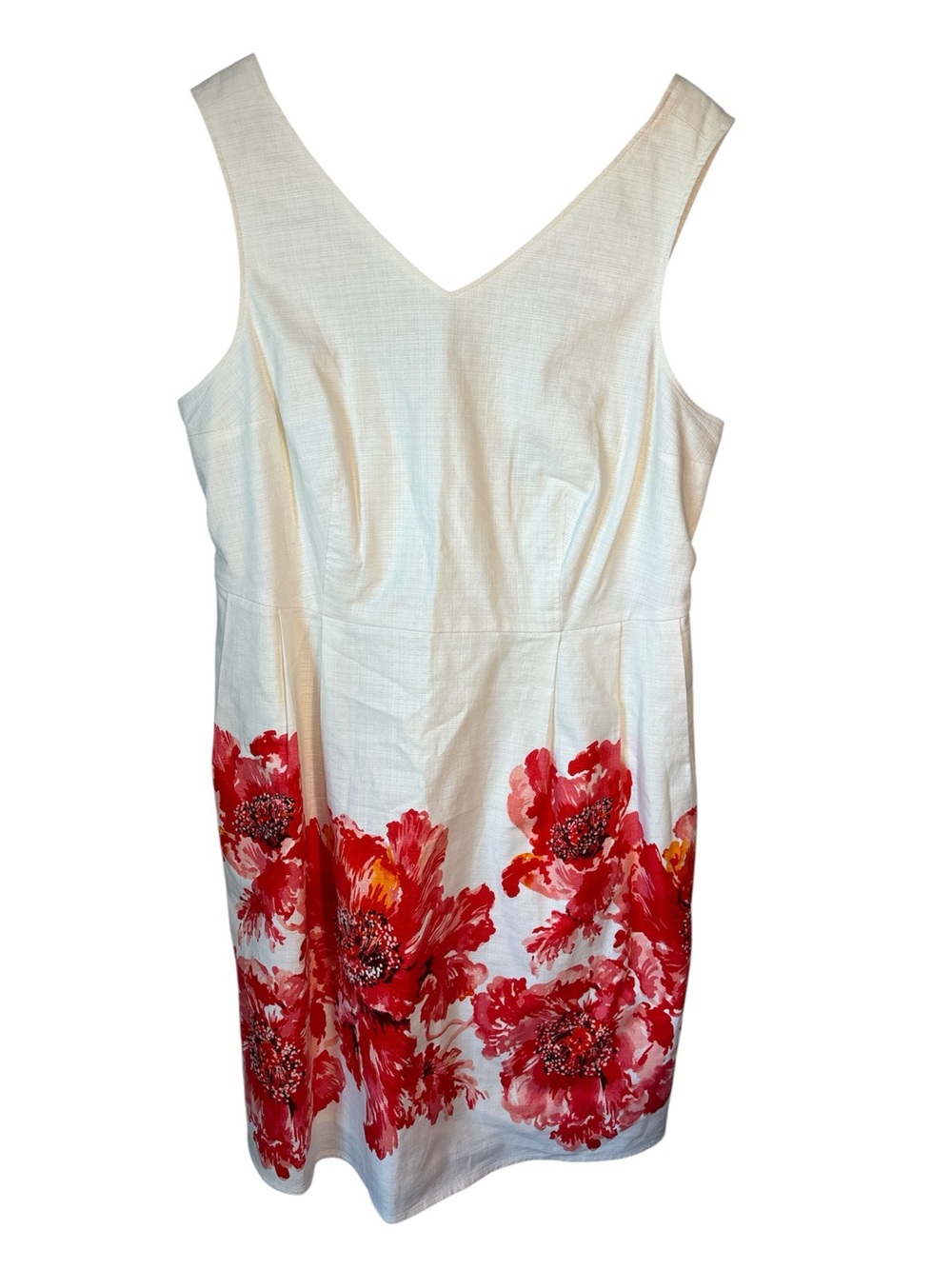 Land's End Sleeveless Cotton Blend Floral A-Line Dress Sz 16W Resort Gardencore